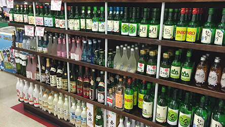 Korean soju and beverage selection